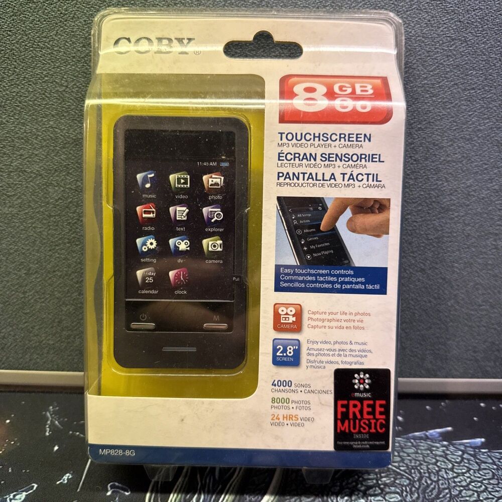 Coby 8GB Go Touchscreen MP3 Video Player 2.8 Screen MP827-8G